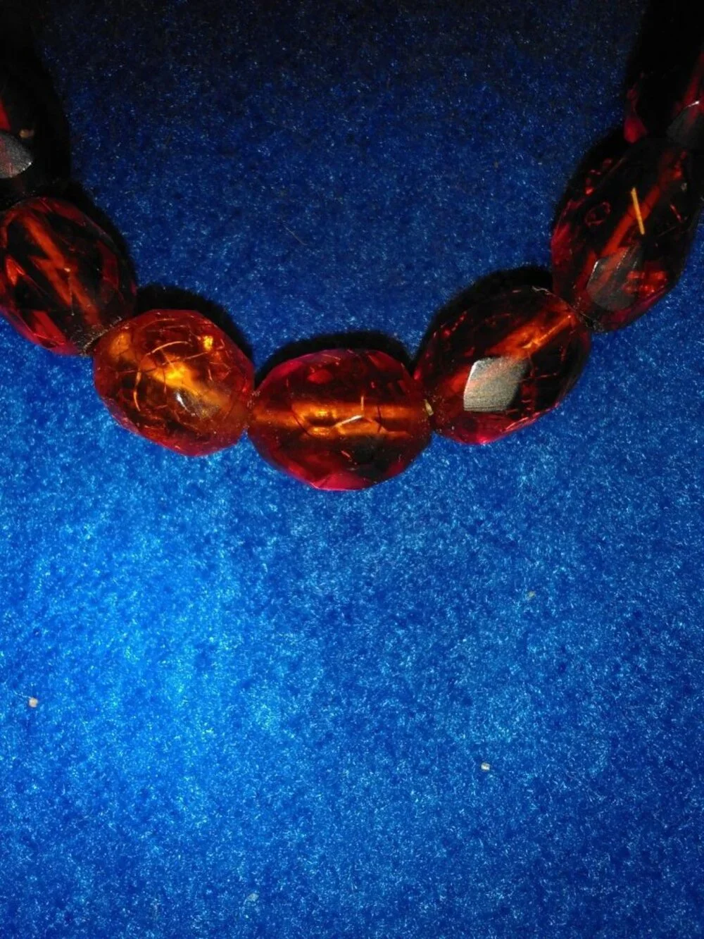 Vintage 14 Inch Small To Larger Amber Orange Colored Beaded Necklace #CJ4